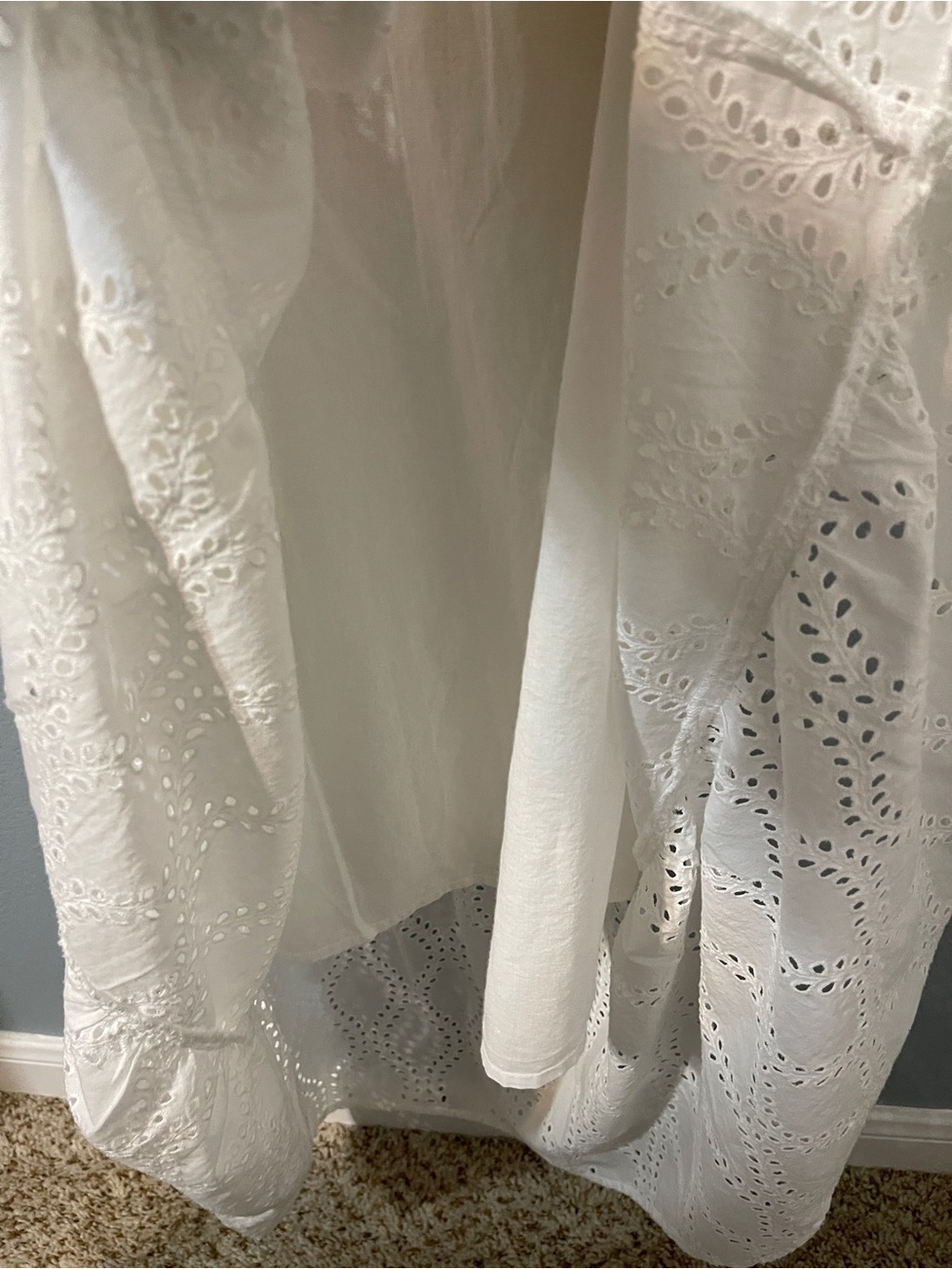 J.McLaughlin Elana White Eyelet Cotton Maxi Dress Flutter Sleeve Medium NWT - Picture 3 of 10